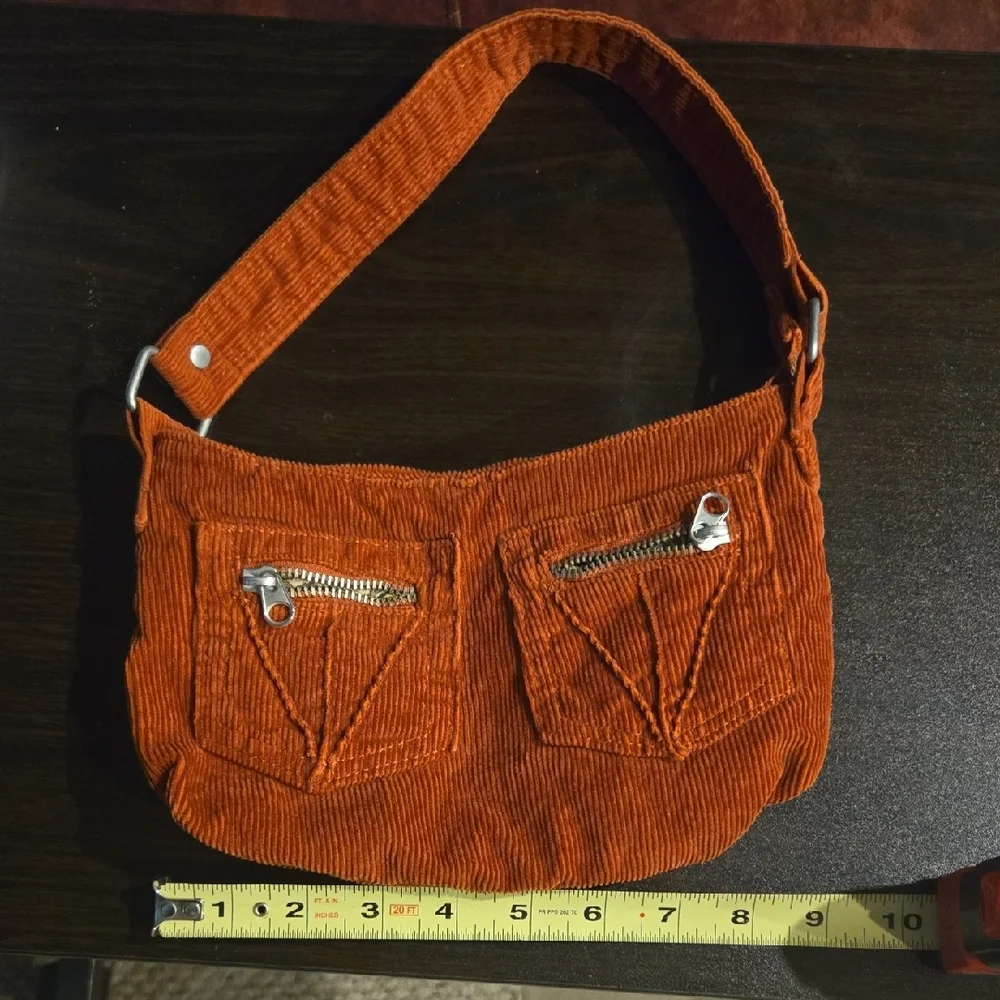 Vintage Orange Corduroy Small Purse Old Navy Great Condition - Picture 2 of 6